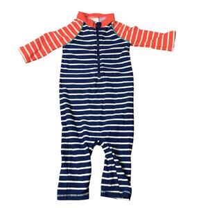 Baby Boden Boy Striped Onesies Multicolor 1/2 Zip UPF 40 12-18M